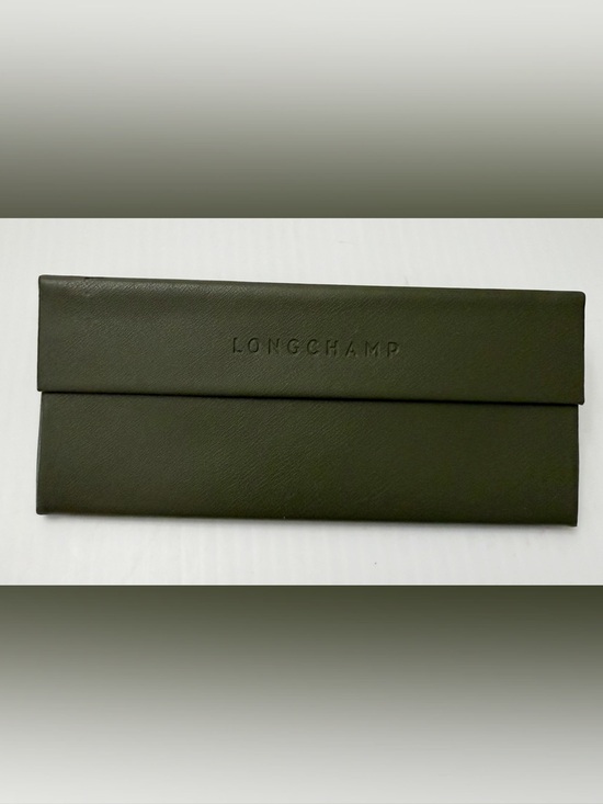 Longchamp Accessories - Longchamp Sunglass Eyeglass Case Olive Green Triangle Shape Lime Interior